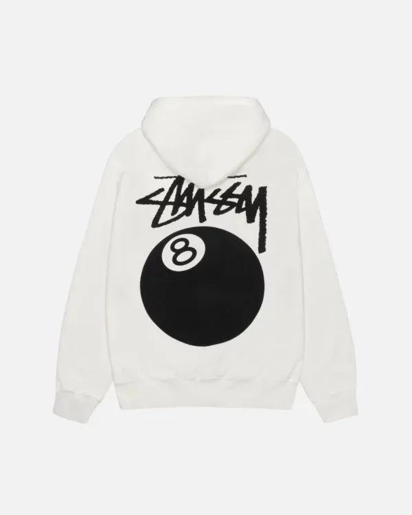 Stussy 8 Ball Hoodie Pigment Dyed White