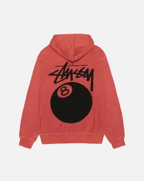 Stussy 8 Ball Hoodie Pigment Dyed Red