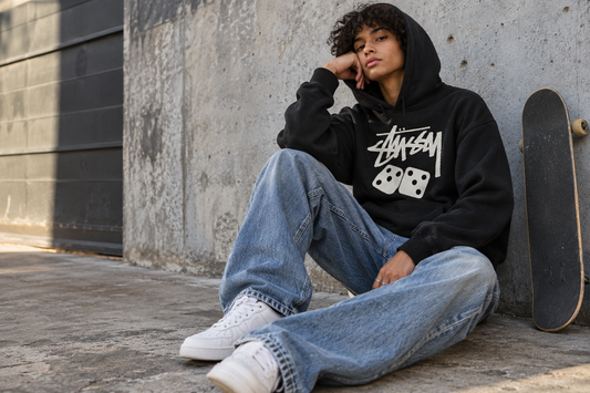Stussy Clothing editorial image: The Graphic Hoodie Guide: Building a Stussy Streetwear Outfit