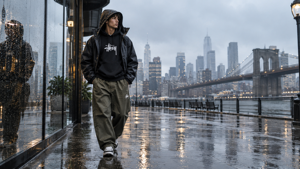 How to Style Stussy for Rainy City Days