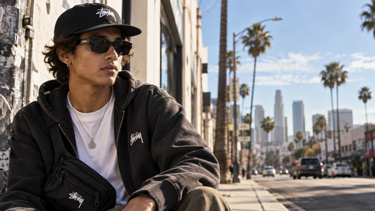 Stussy Clothing editorial image: Stussy Sunglasses and Accessories: Small Details That Change the Whole Look