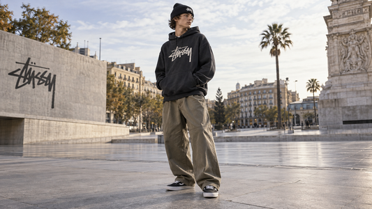 Stussy Clothing editorial image: How to Style Baggy Trousers with Stussy Hoodies