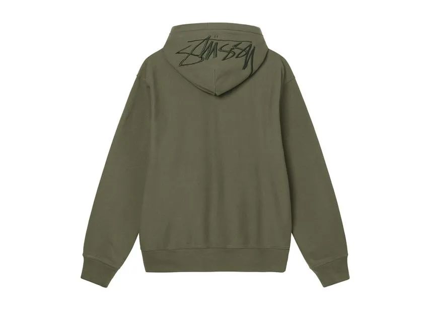 Stussy Back Hood Embroidered Hoodie Olive