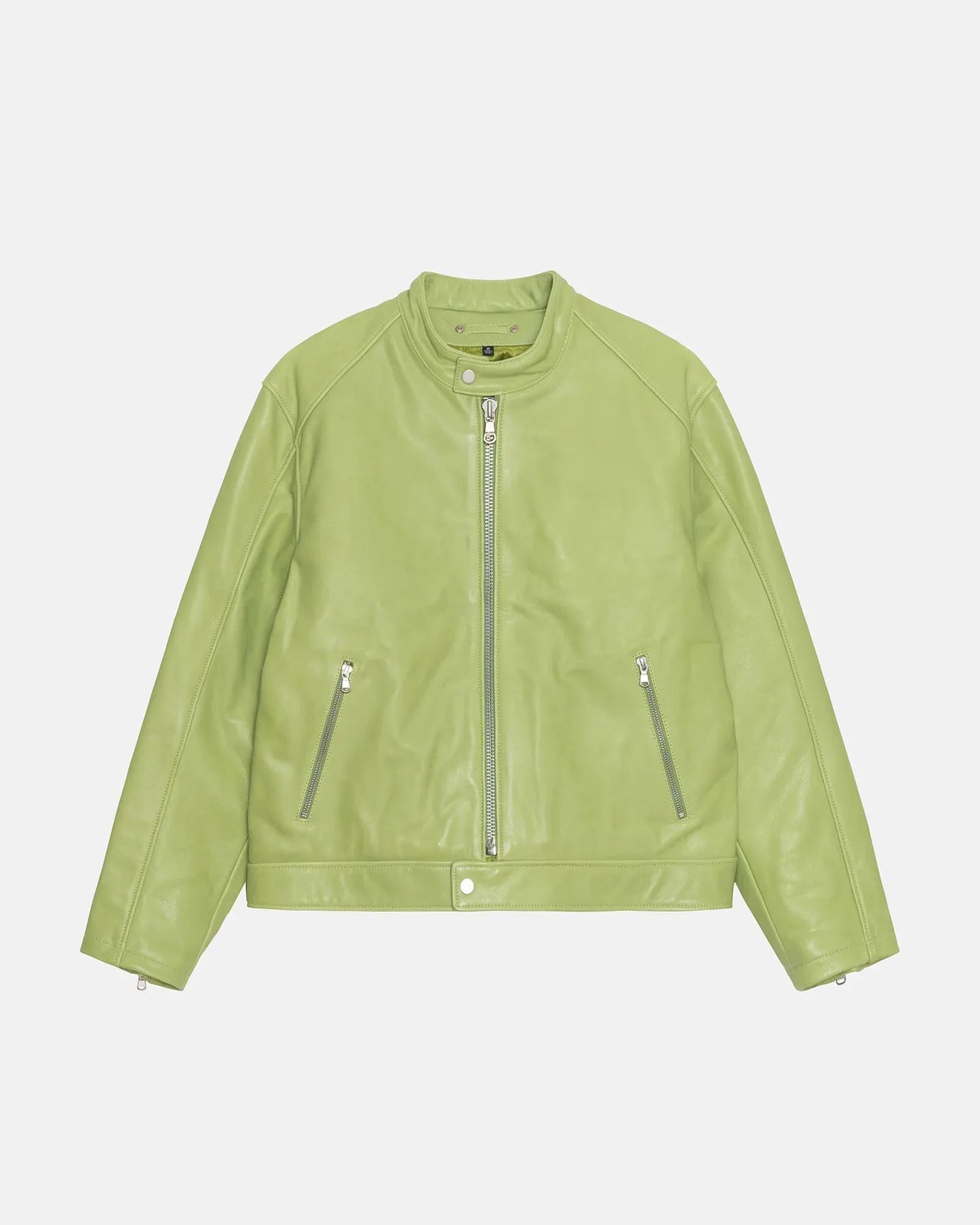 Stussy Cafe Racer Leather Jacket Green