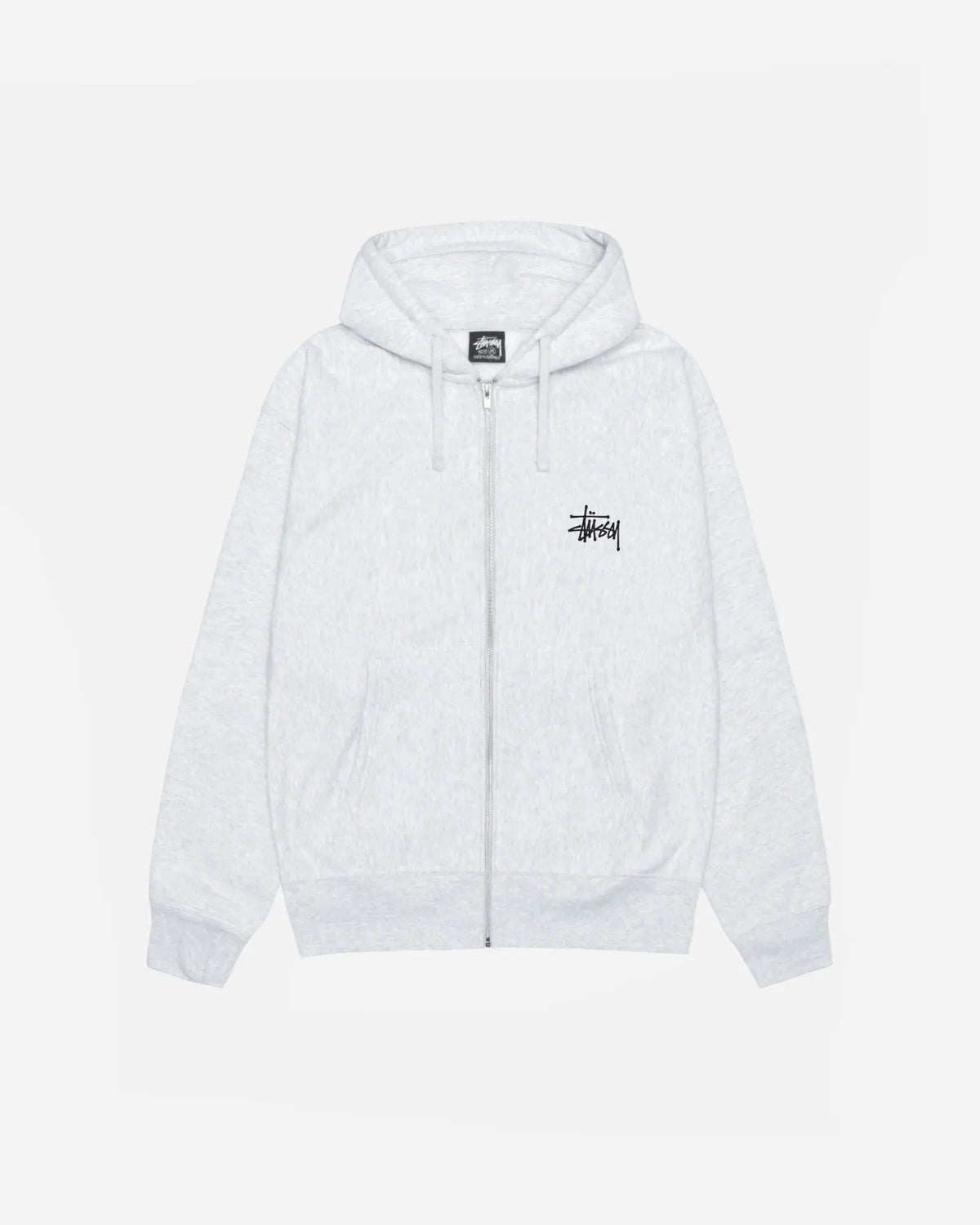 Basic Stussy Zip Hoodie Ash Heather