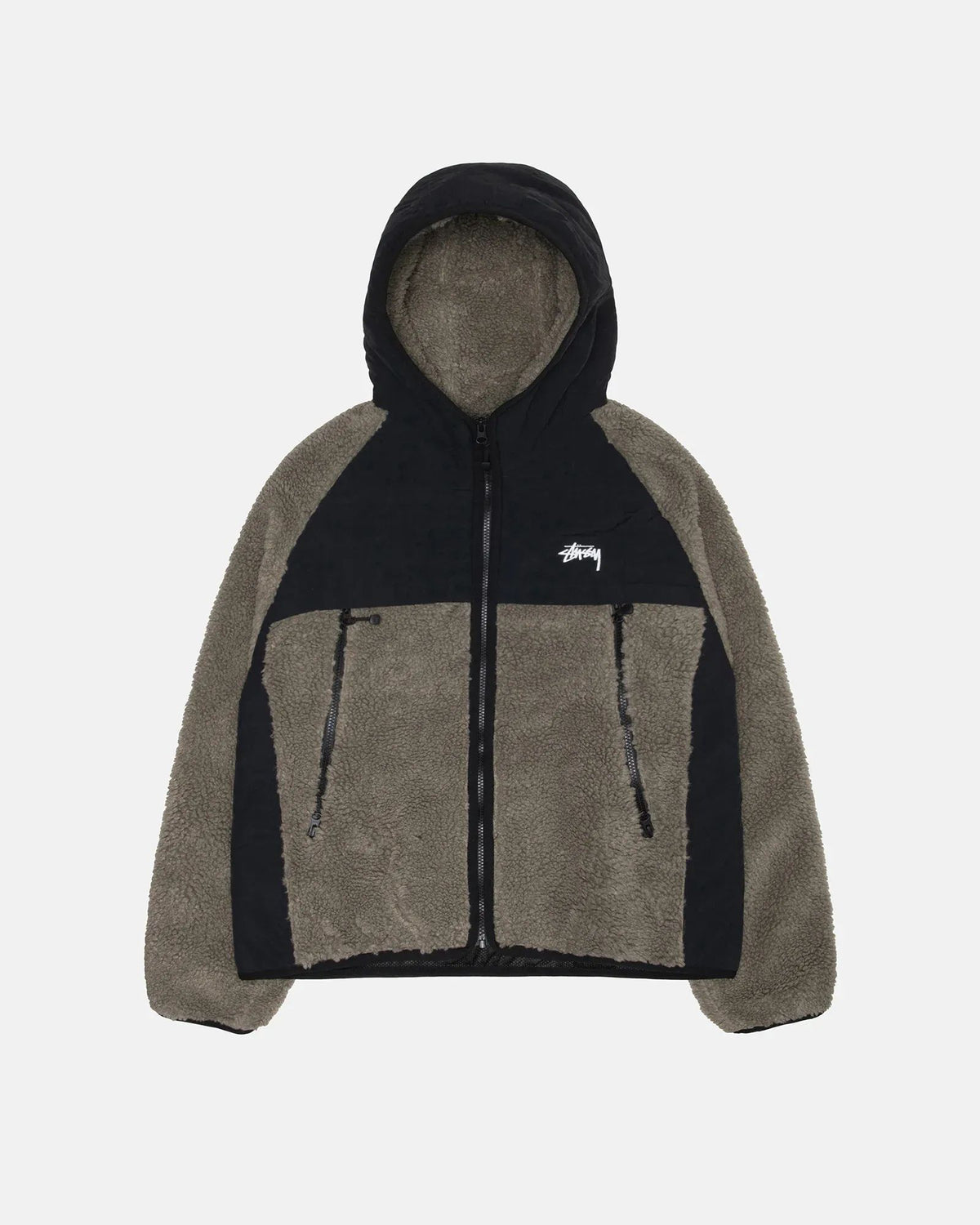 Stussy Sherpa Paneled Hooded Jacket Stone