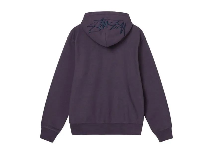 Stussy Back Hood Embroidered Hoodie Deep Purple