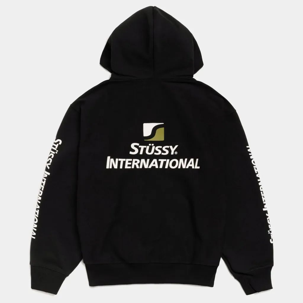 STUSSY INTERNATIONAL ZIP HOODIE – BLACK