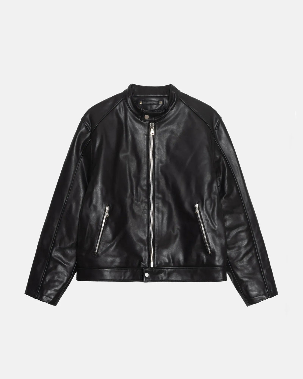 Stussy Cafe Racer Leather Jacket Black