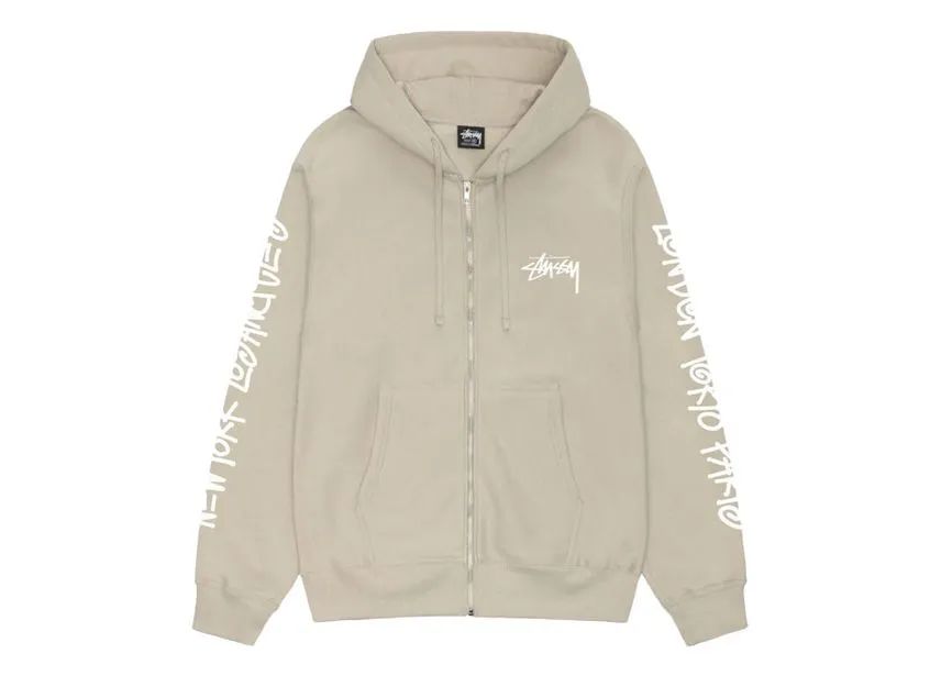 Stussy Big Cities Zip Hoodie Khaki