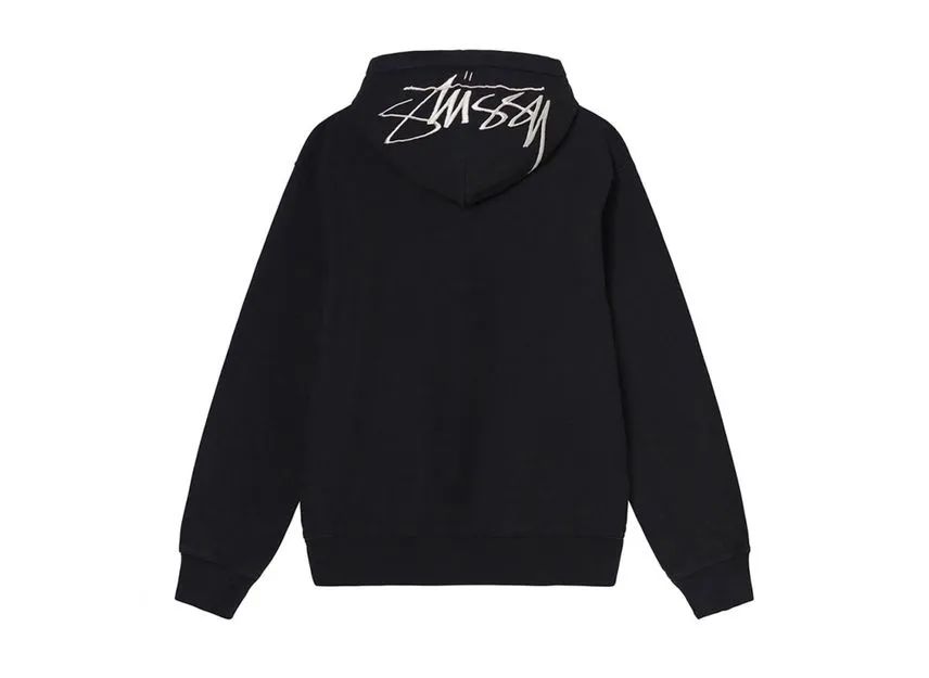 Stussy Back Hood Embroidered Hoodie Black