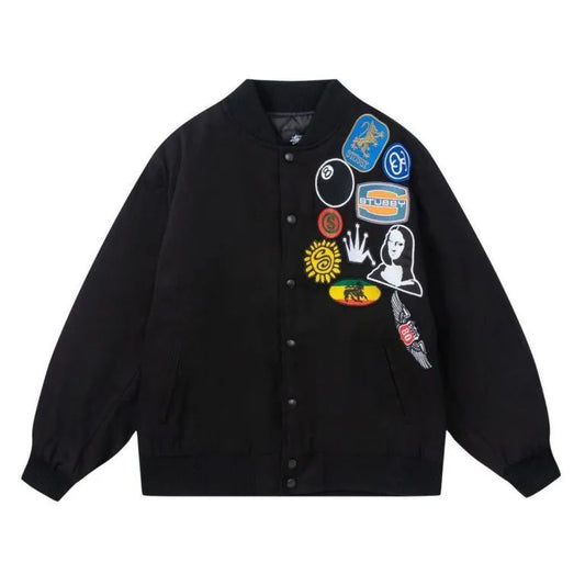 Stussy Varsity Jacket 40Th Anniversary Windbreaker Black