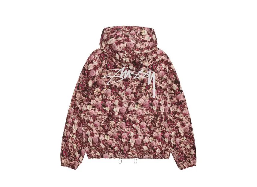 Stussy Beach Shell Floral Nylon Maroon