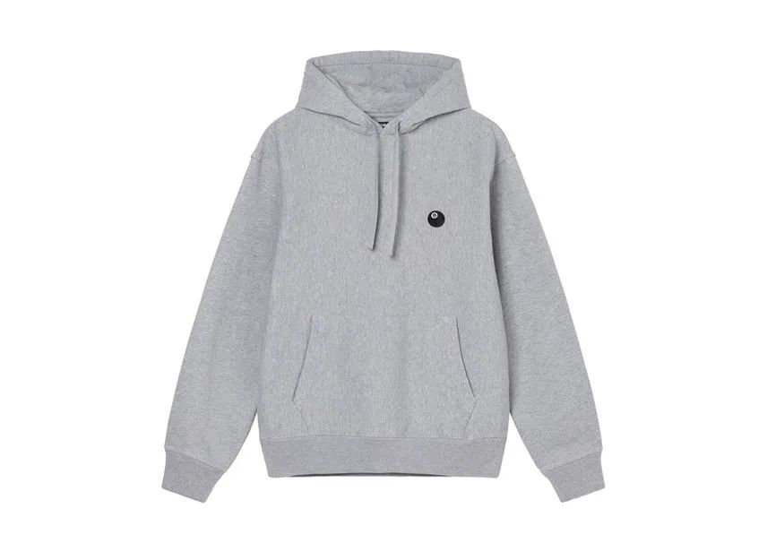 Stussy 8 Ball Embroidered Hoodie Grey Heather