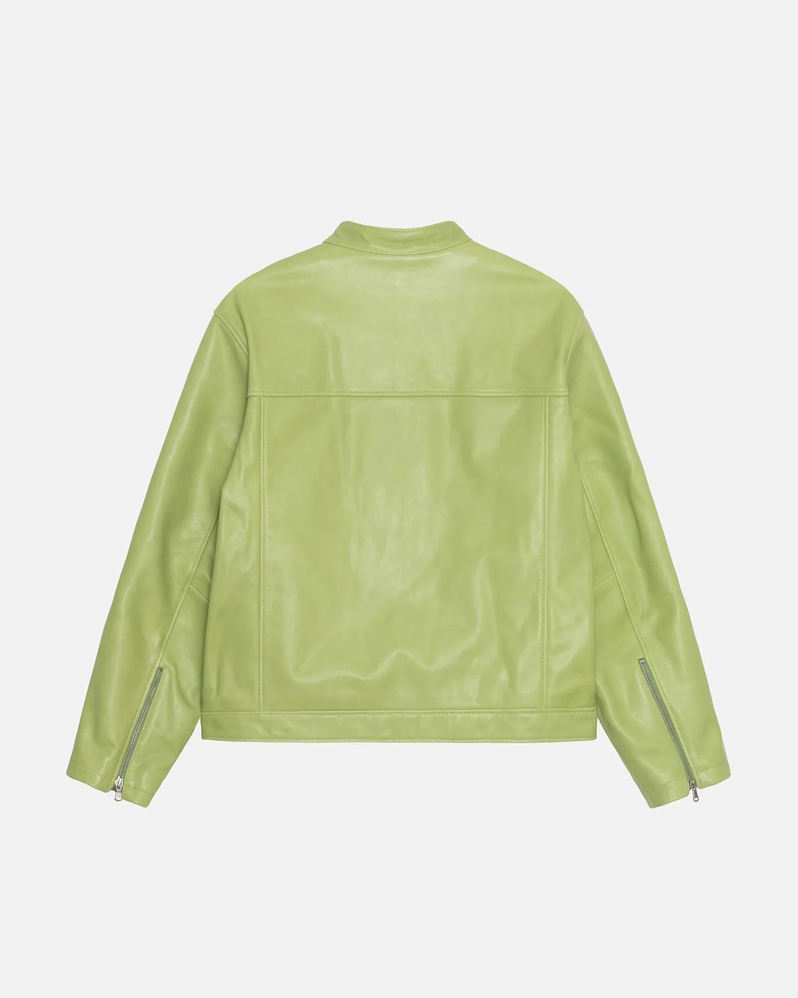Stussy Cafe Racer Leather Jacket Green