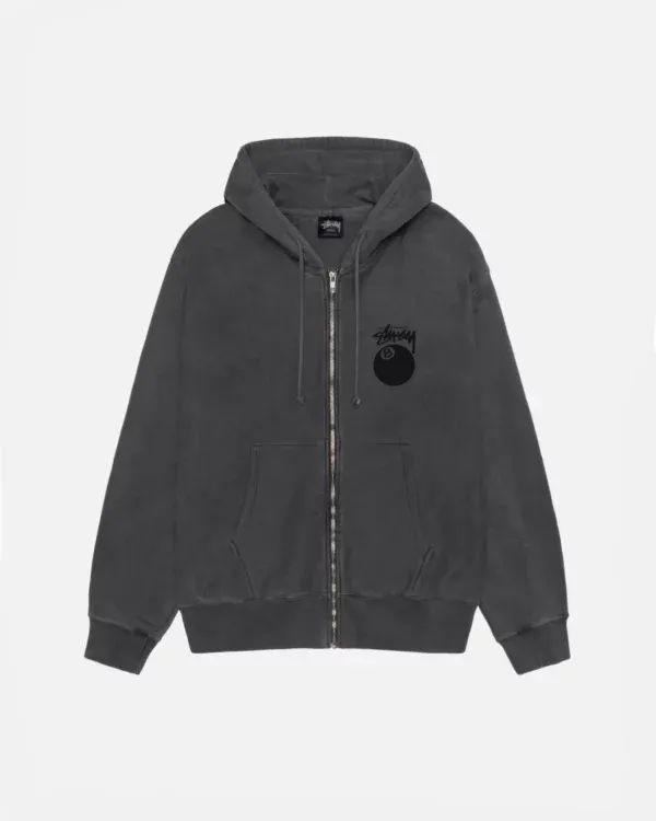 Stussy 8 Ball Zip Hoodie Pigment Dyed Black