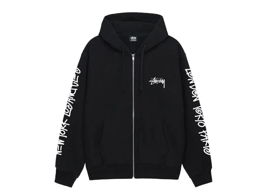 Stussy Big Cities Zip Hoodie Black