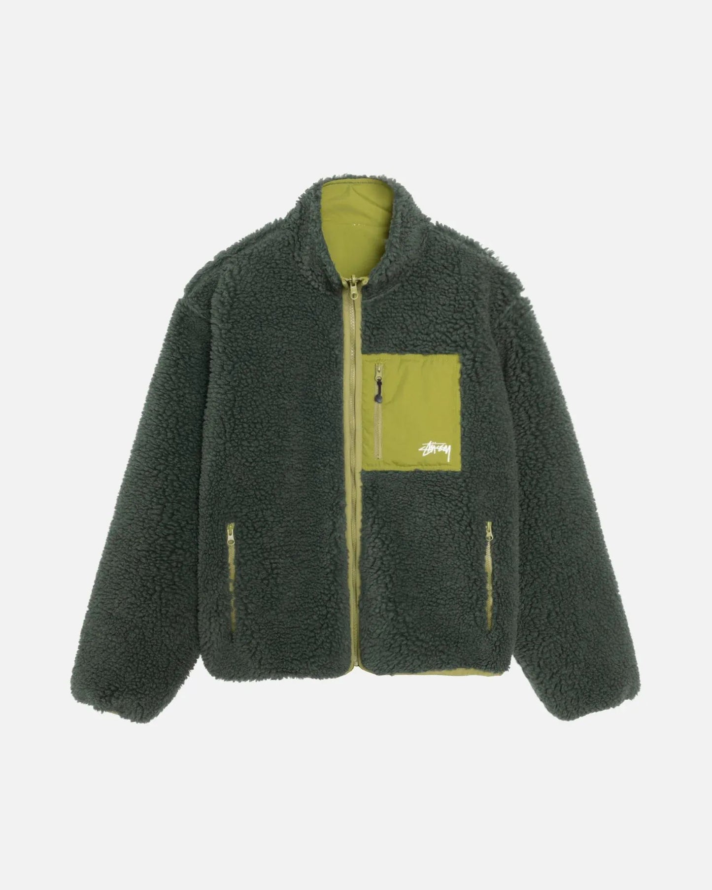 Stussy Sherpa Reversible Jacket Dark Green