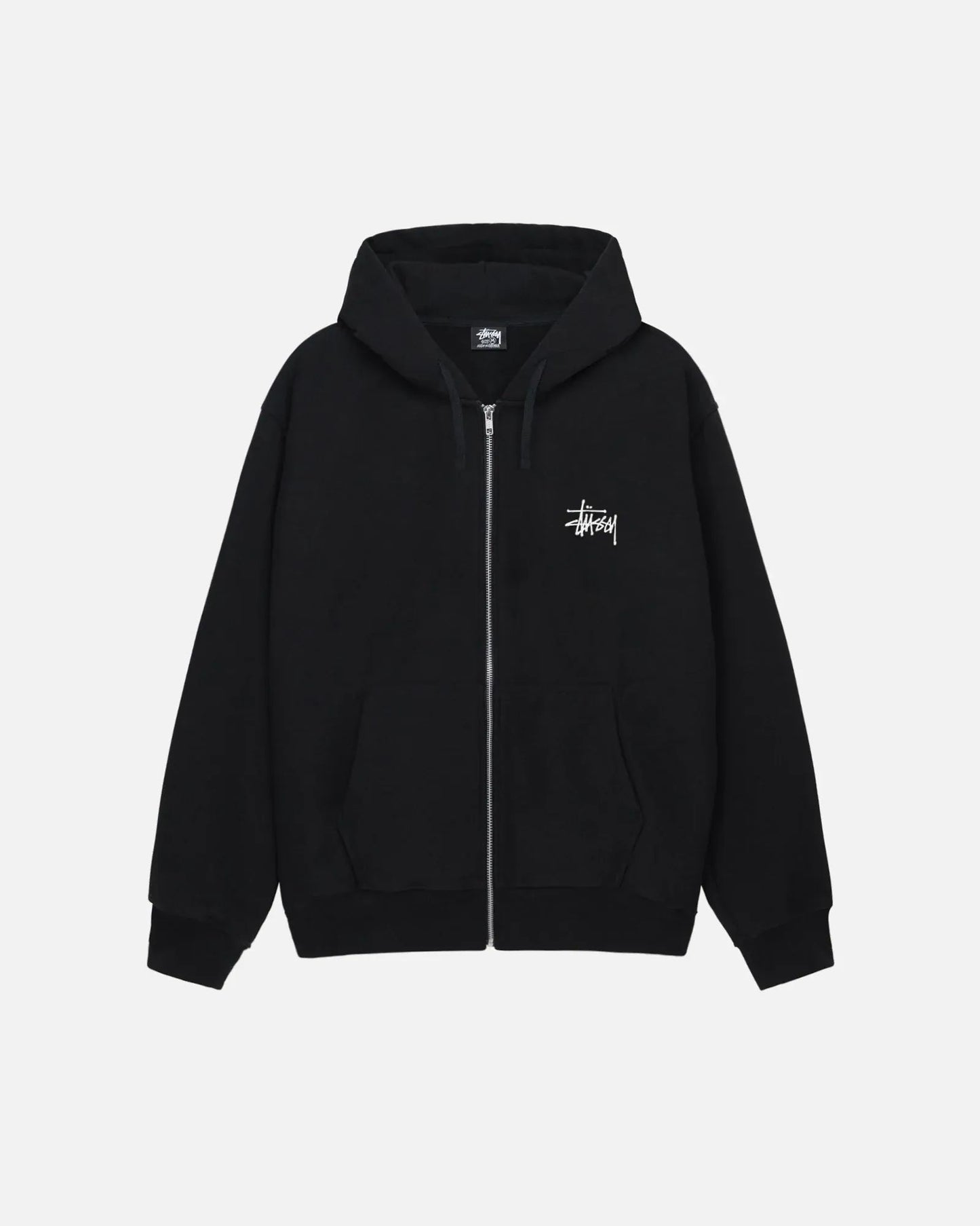 Basic Stussy Zip Hoodie Black