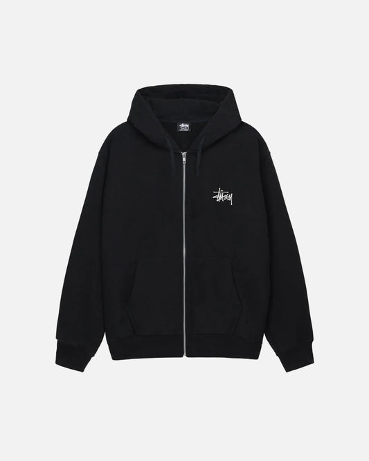 Basic Stussy Zip Hoodie Black