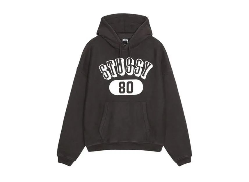 Stussy 80 Relaxed Hoodie Washed Black