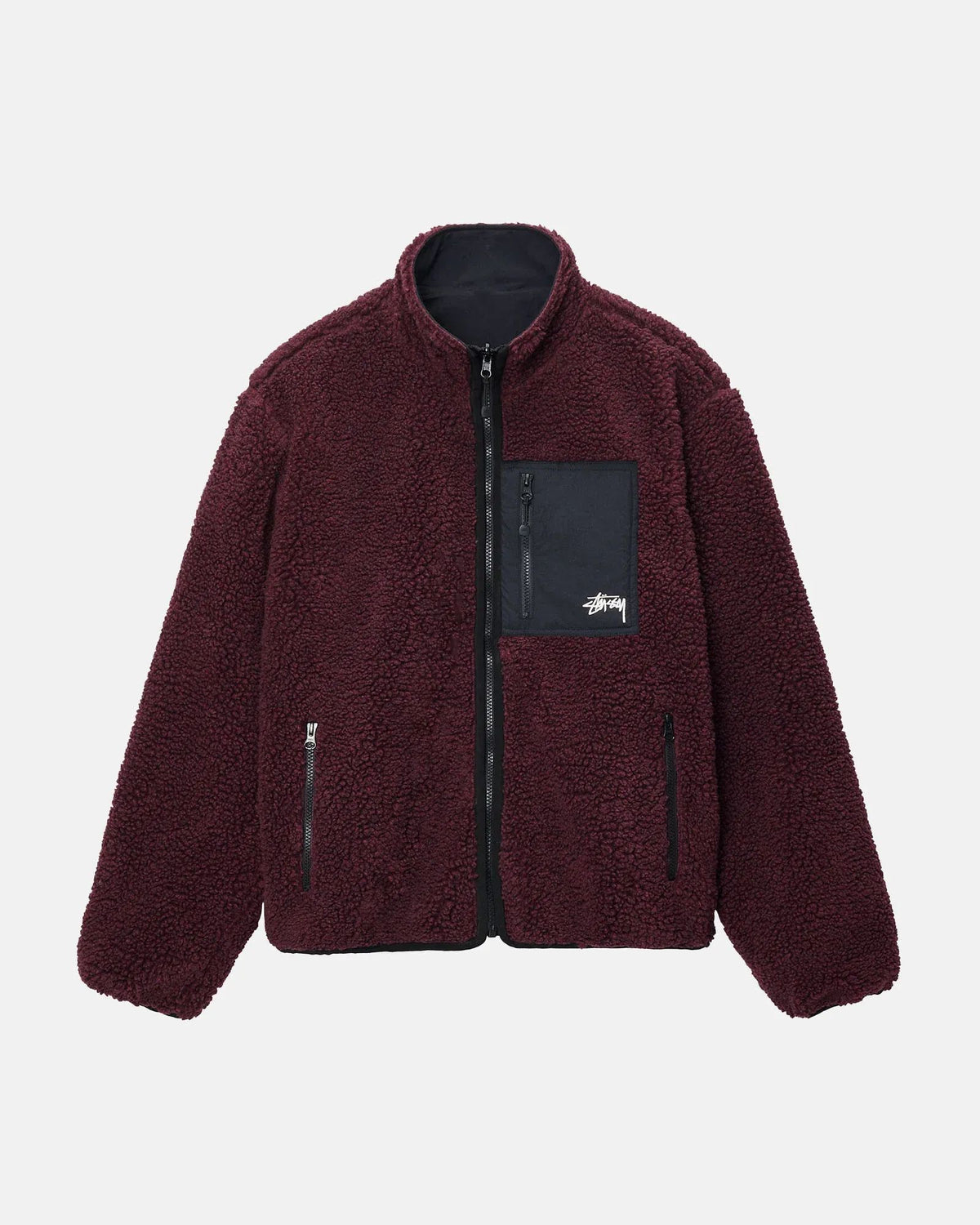 Stussy Sherpa Reversible Jacket Burgundy