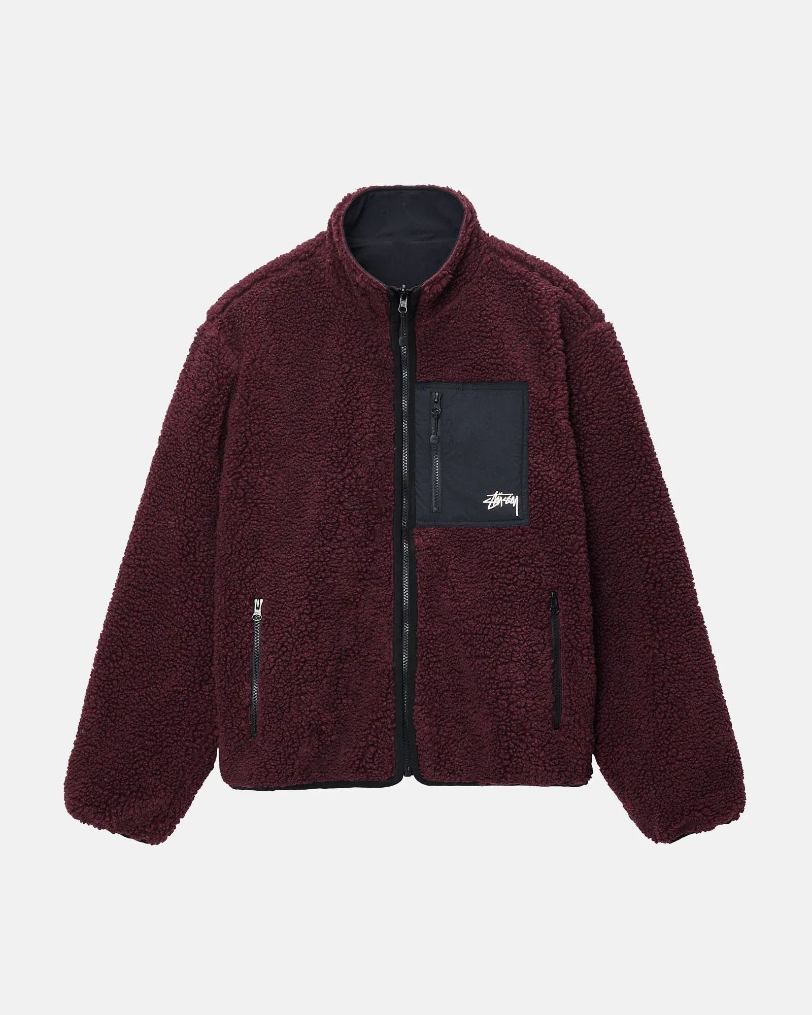 Stussy Sherpa Reversible Jacket Burgundy