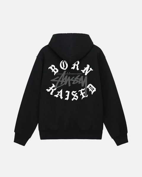 STÜSSY & BORN X RAISED LOGO ZIP HOODIE