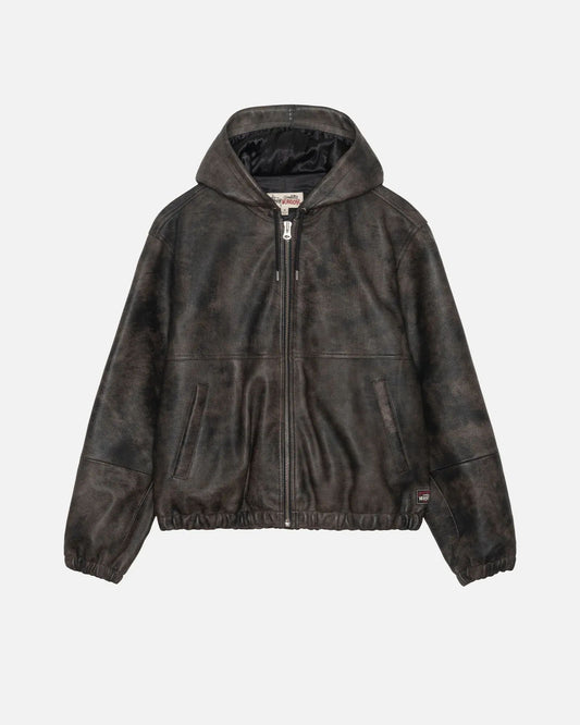 Stussy Work Jacket Stonewash Leather Black