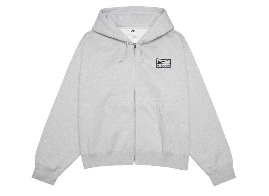 Nike x Stussy Full-Zip Fleece Hoodie Gray