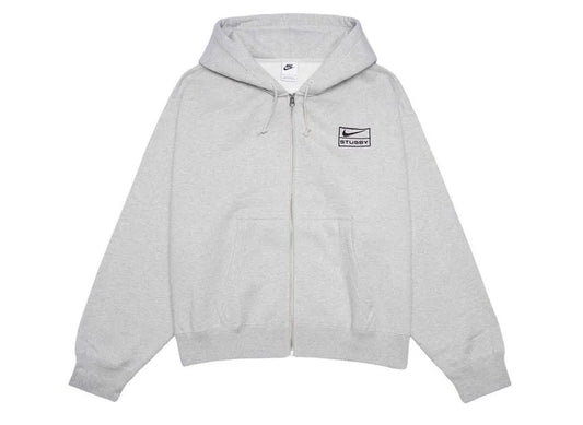 Nike x Stussy Full-Zip Fleece Hoodie Gray