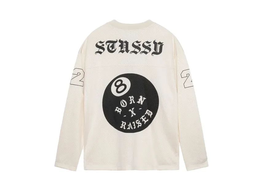 Stussy Born x Raised Cookies & Cream Football Jersey Cream