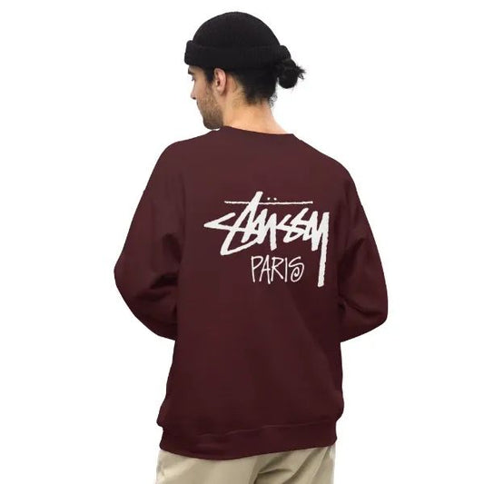 Stussy Paris Crewneck Sweatshirt Maroon
