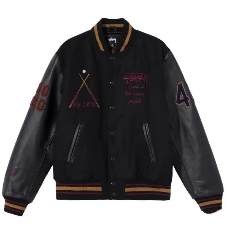 Stussy Varsity Jacket 40Th Anniversary Windbreaker Black