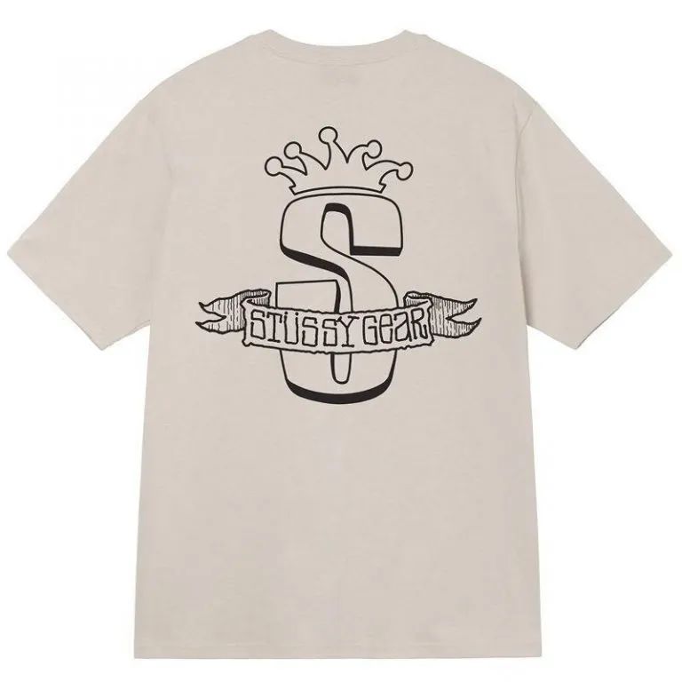 Stussy Brown Graphic Tee Hollow Letter