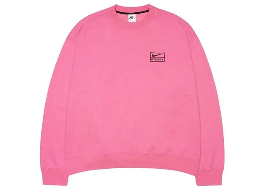 Stussy × Nike NRG Washed Fleece Crew Pink